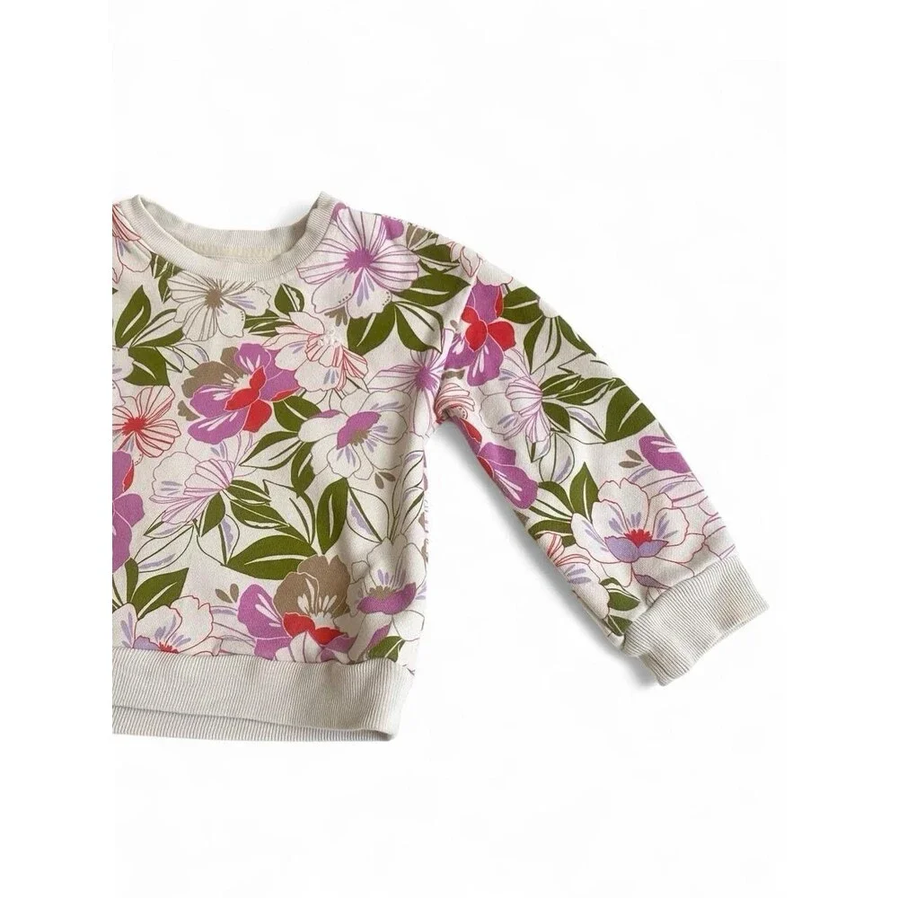 babyGap 3T Floral VintageSoft Sweatshirt Boho Cottagecore Fleece Pullover | EUC